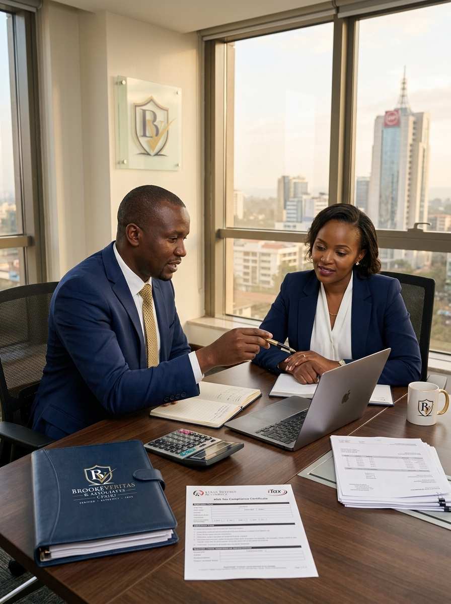 Advisor presenting a KRA tax compliance certificate