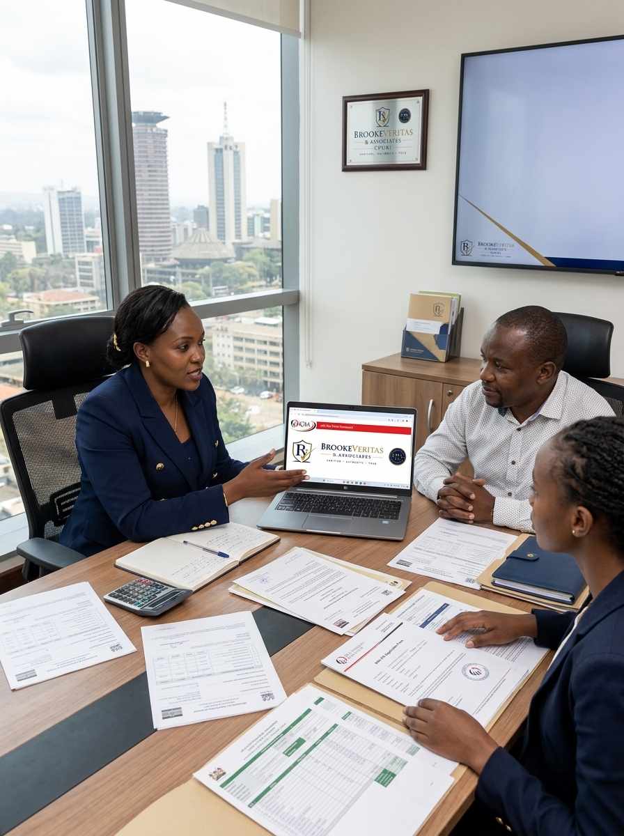 Team reviewing tax compliance documents for a new business